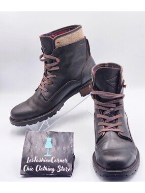 Merrell Women's Brown Leather Plaid Wool Lining Lace-Up Ankle Boots Sz 8.5 3349